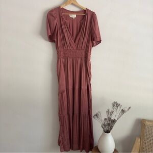 Blush Satin Anthropologie Somerset Dress